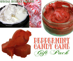 Peppermint Candy Cane Handmade Bath and Beauty Gift Pack: This gift pack includes 3 pampering products: * 1 Peppermint Body Butter * 1 Candy Cane Body Polish * 1 Candy Cane Ornament Glycerin Soap