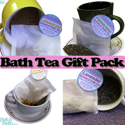Now you give all of Batty's skin loving bath teas in one pack! Treat someone special to the benefits of a different natural botanical each night! When they're done with each bath tea, they can drop them into their compost pile because they're biodegradable!  This gift pack pack includes 4 bath teas: Chamomile ✼ bye bye stress blend, Peppermint ✼ weight off your shoulders blend, Lemongrass ✼ good mood blend, and Lavender ✼ anti-anxiety blend.