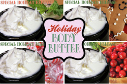 Give the gift of nourishing body butter this year! This handmade body butter is just what dry hands, feet & legs need to keep the winter skin woes away!  This gift pack includes 4 body butters: *Vanilla Mint *Gingerbread *Peppermint *Cranberry